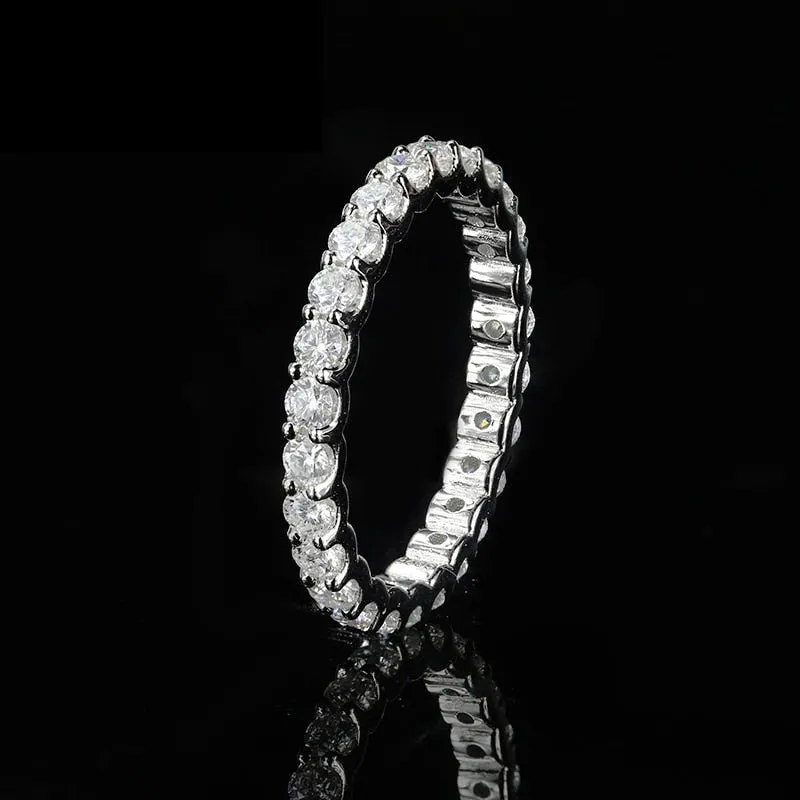 10k 14k 18k 2mm White VVS Round Moissanite Full Eternity Ring for Women