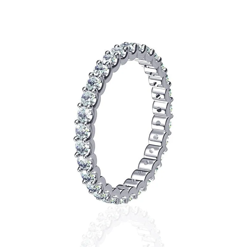 10k 14k 18k 2mm White VVS Round Moissanite Full Eternity Ring for Women