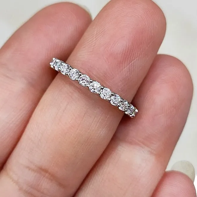 10k 14k 18k 2mm White VVS Round Moissanite Full Eternity Ring for Women