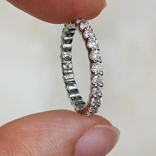 10k 14k 18k 2mm White VVS Round Moissanite Full Eternity Ring for Women