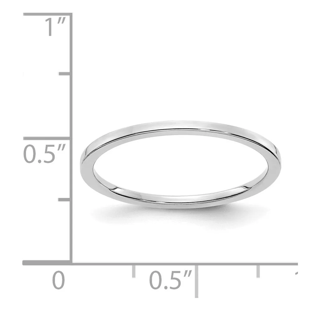 1.2mm 10k White Gold Polished Flat Stackable Band