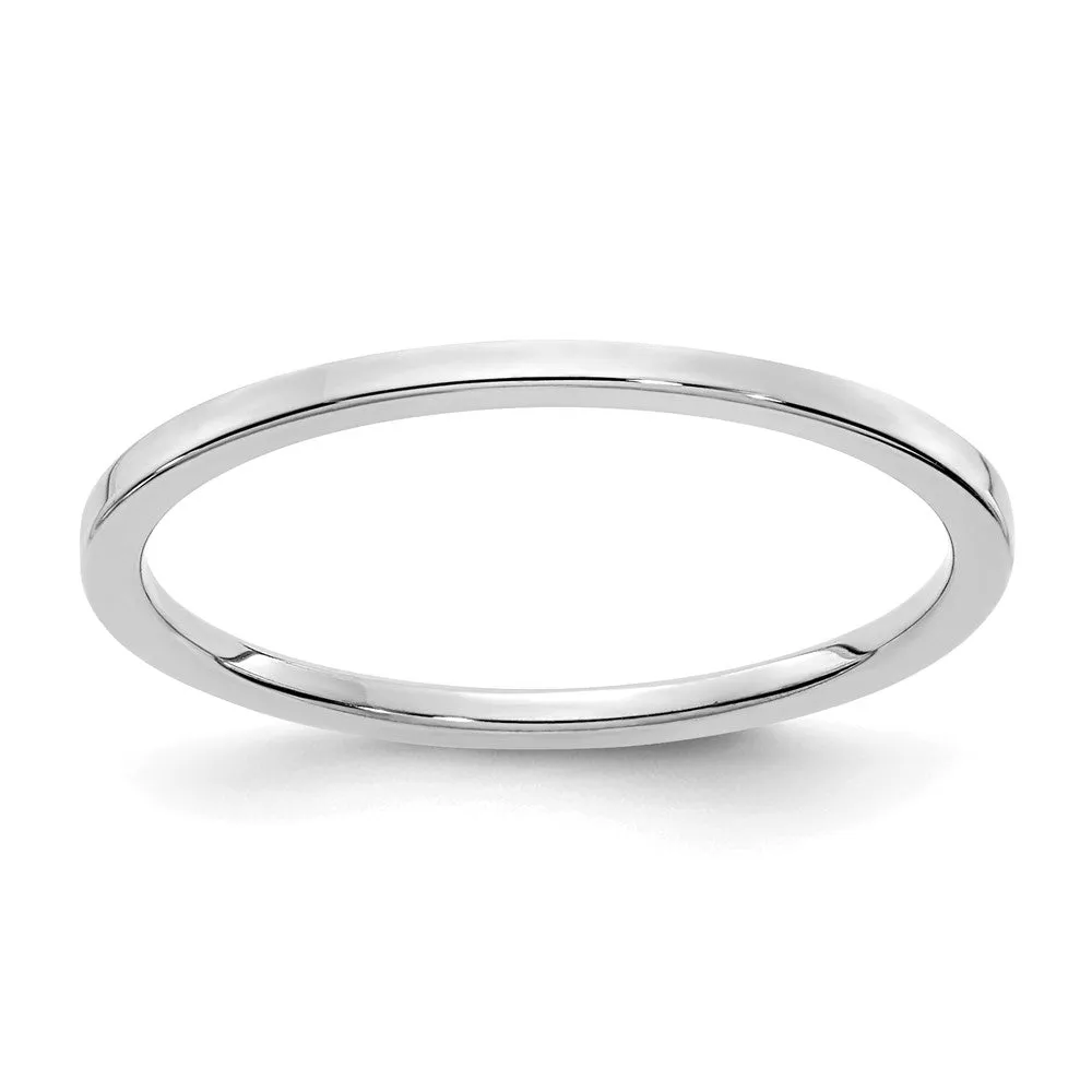 1.2mm 10k White Gold Polished Flat Stackable Band