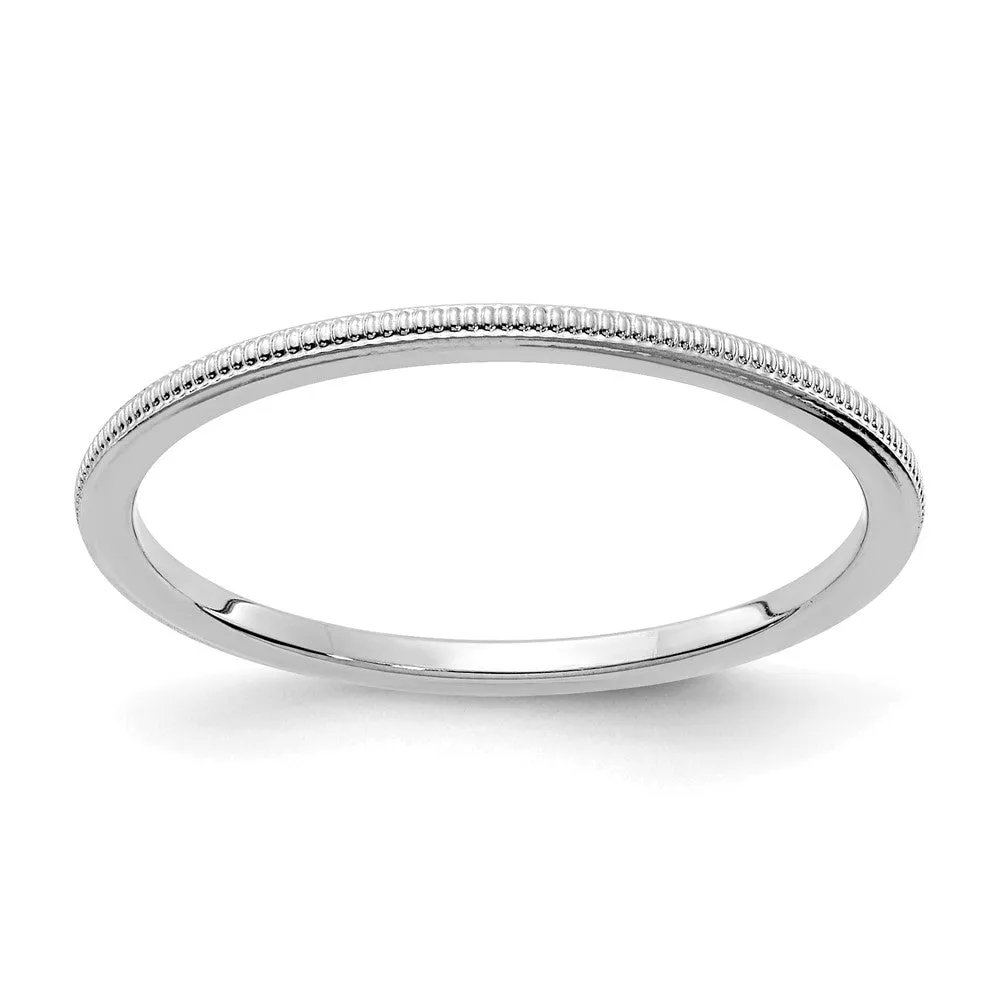 1.2mm 14k White Gold Milgrain Stackable Band