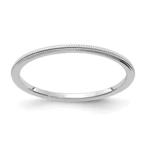 1.2mm 14k White Gold Milgrain Stackable Band