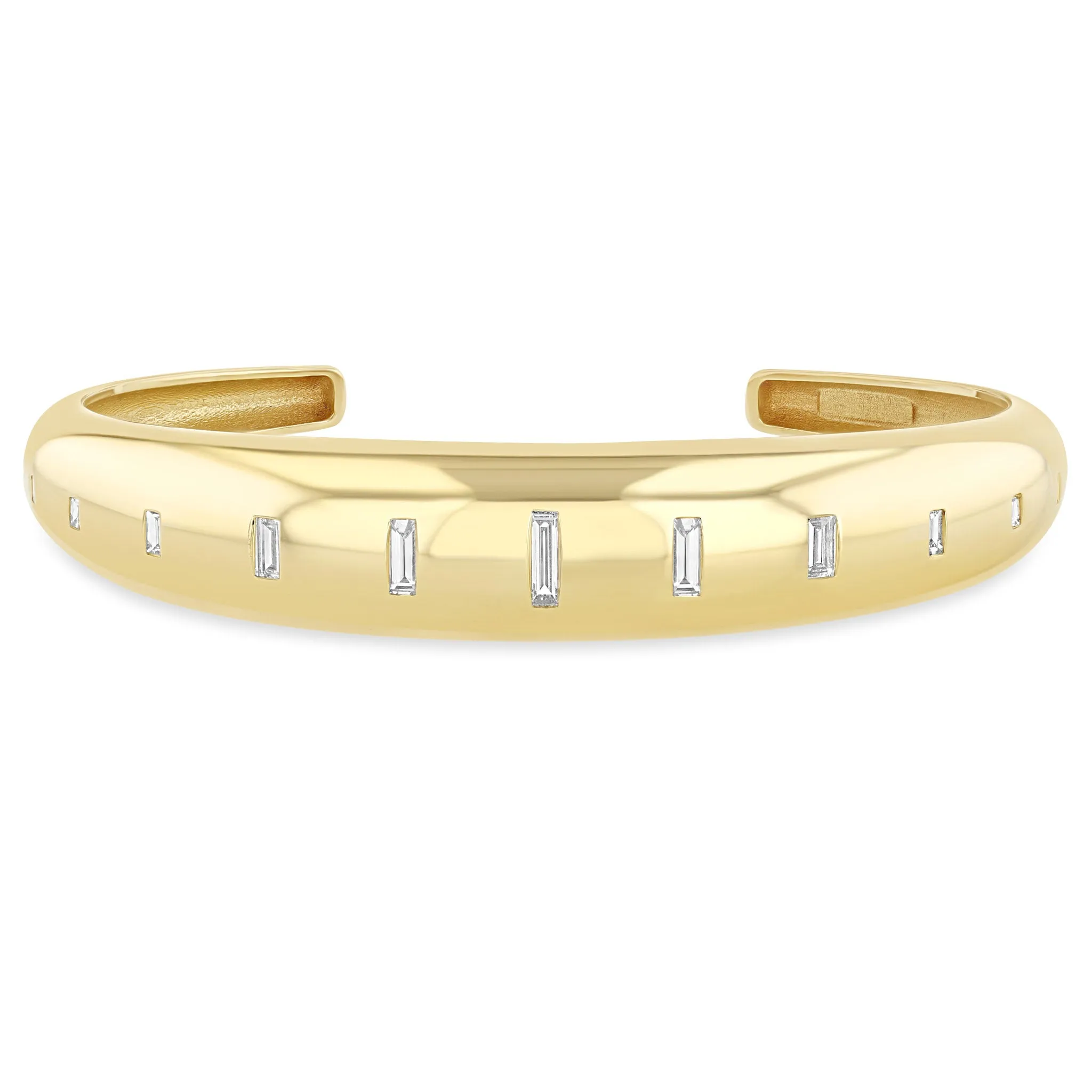 14k Graduating Vertical Baguette Diamonds Medium Aura Cuff