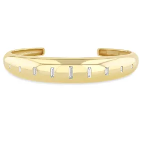 14k Graduating Vertical Baguette Diamonds Medium Aura Cuff