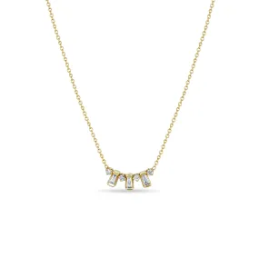 14k Tapered Baguette & Prong Diamond Necklace