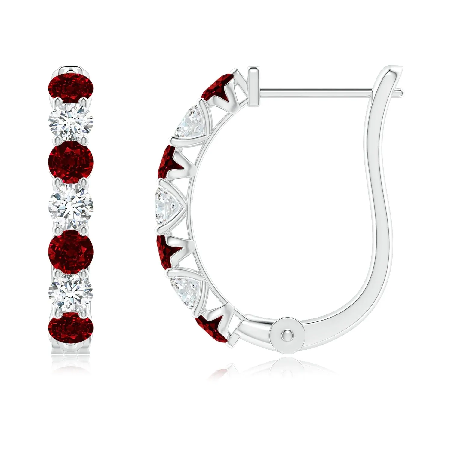 1.5 CT. Lab-Grown Ruby and Moissanite Diamond Hoop Earrings