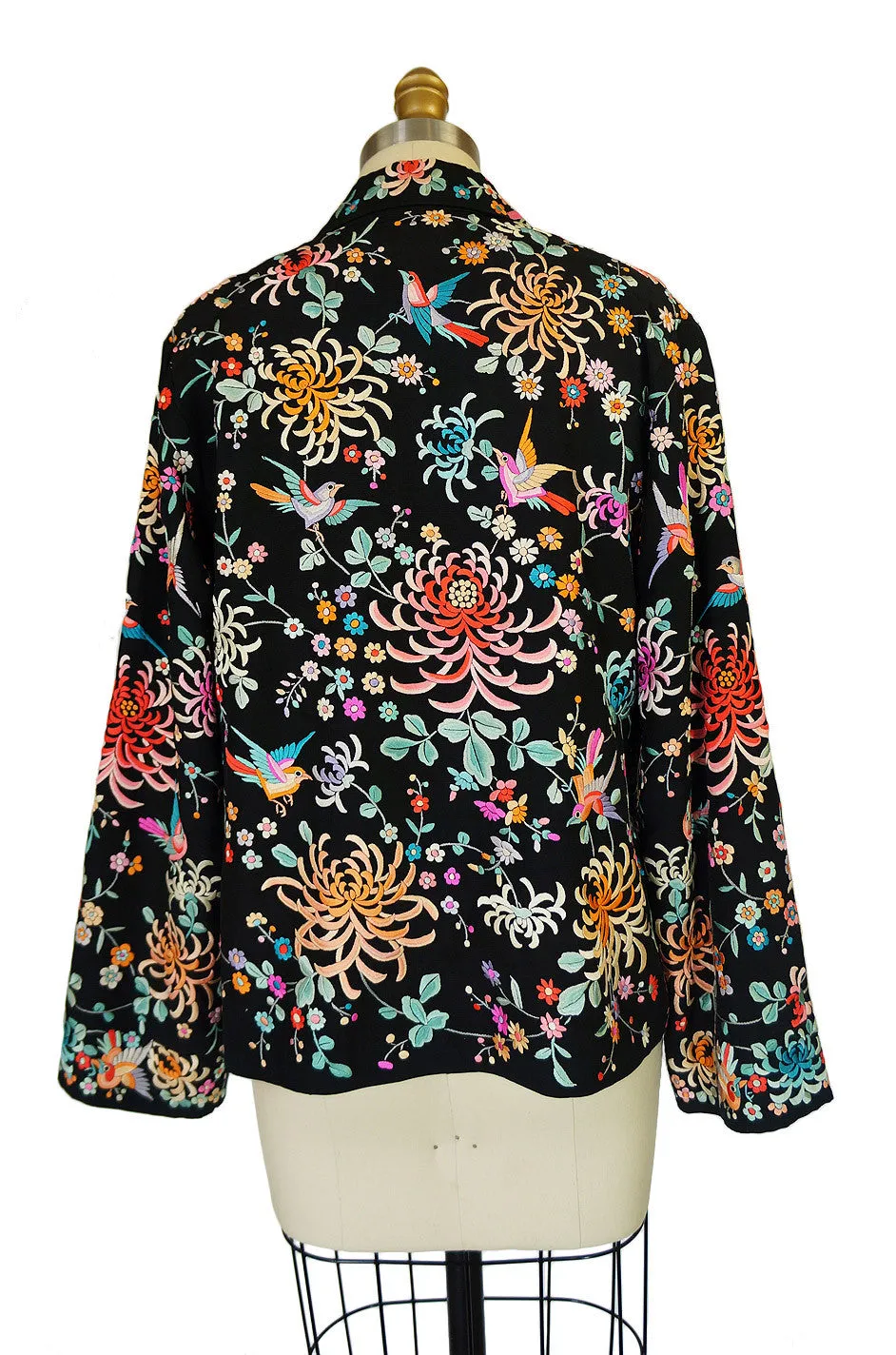 1920s Colorful Embroidered Silk Jacket