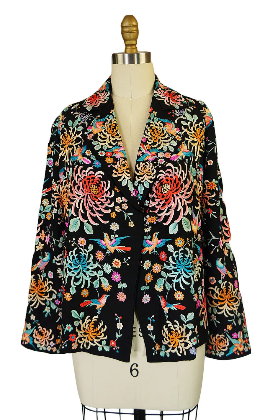 1920s Colorful Embroidered Silk Jacket