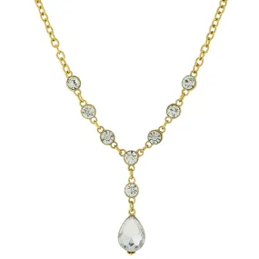 1928 Jewelry Clear Crystal Teardrop Y-Necklace 16"   3" Extender