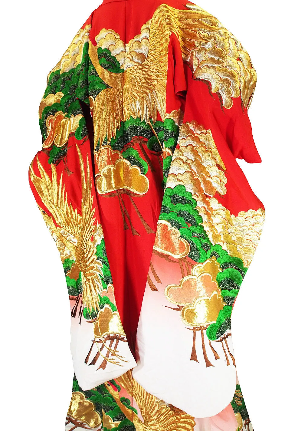 1950s Embroidered Crane Uchikake Wedding Kimono