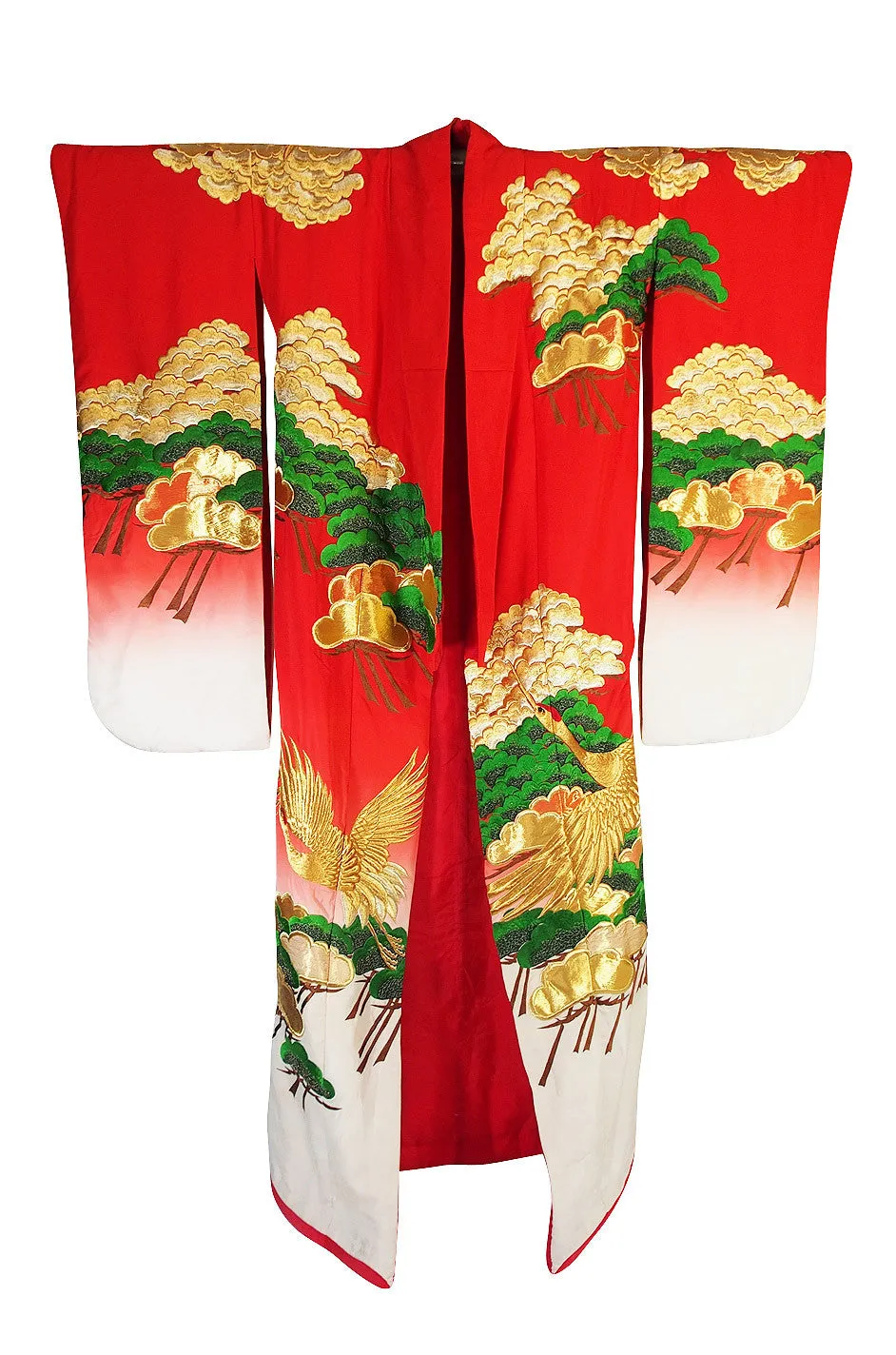 1950s Embroidered Crane Uchikake Wedding Kimono