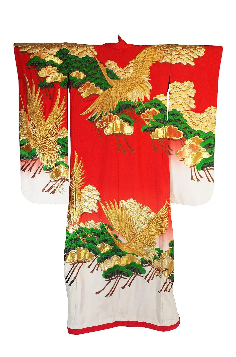 1950s Embroidered Crane Uchikake Wedding Kimono