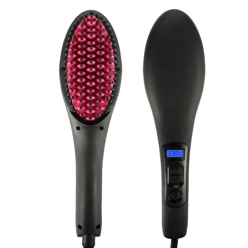 2 in 1 Hair Straightening Brush Ceramic and Hair Curler