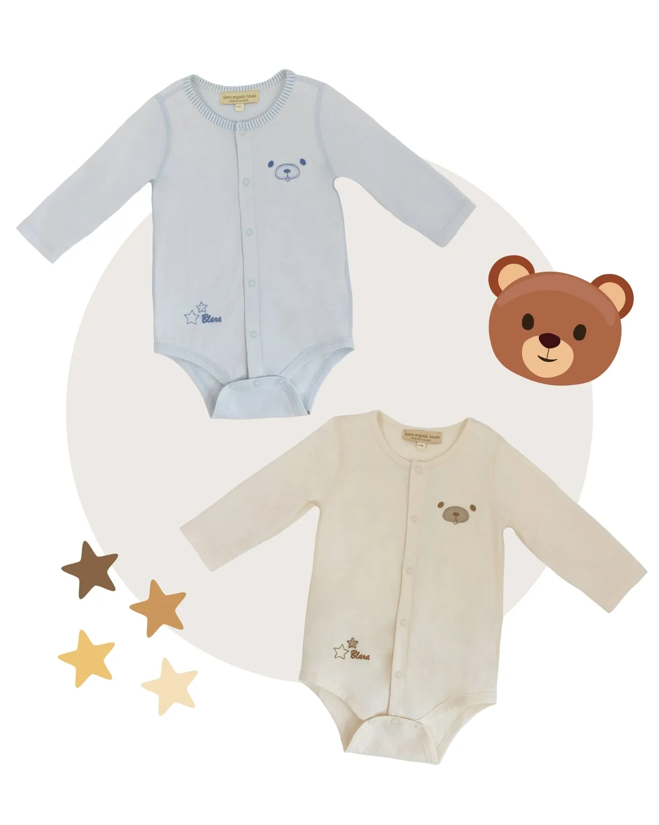 2-Pack Long Sleeve Bear Bodysuits