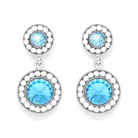 2-tier circular drop earrings with blue