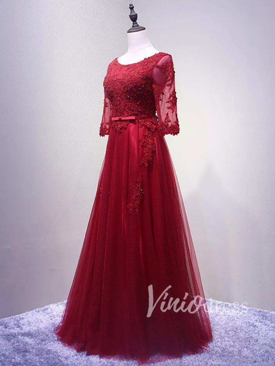 3/4 Sleeve Dark Red Mother of the Bride Dresses FD1515