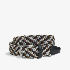 3.5cm Woven Elastic Belt (Brown   Navy   Olive   Sky Blue   Ivory)