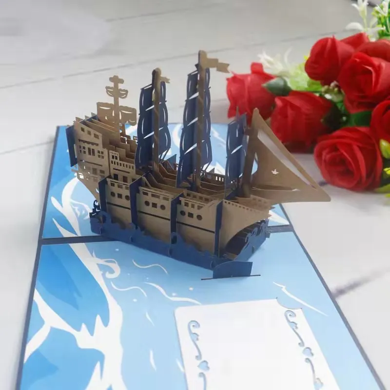 3D Pop-Up Sailboat Greeting Card- Handmade & Personalized for Birthday, Congrats, Thank You, or Just Thinking of You - Perfect Gift for Her.