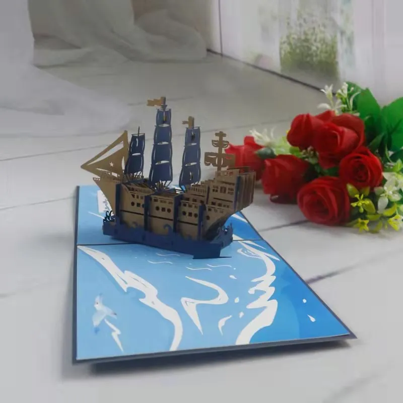 3D Pop-Up Sailboat Greeting Card- Handmade & Personalized for Birthday, Congrats, Thank You, or Just Thinking of You - Perfect Gift for Her.