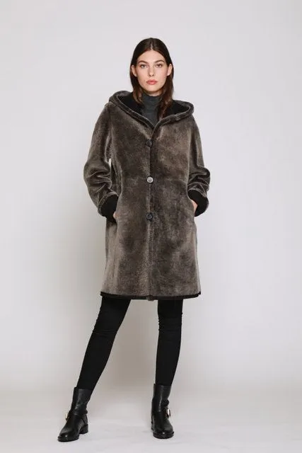 7271HD Easy Body Reversible Shearling  with Hood   $750.00 Burnt Umber ONLY