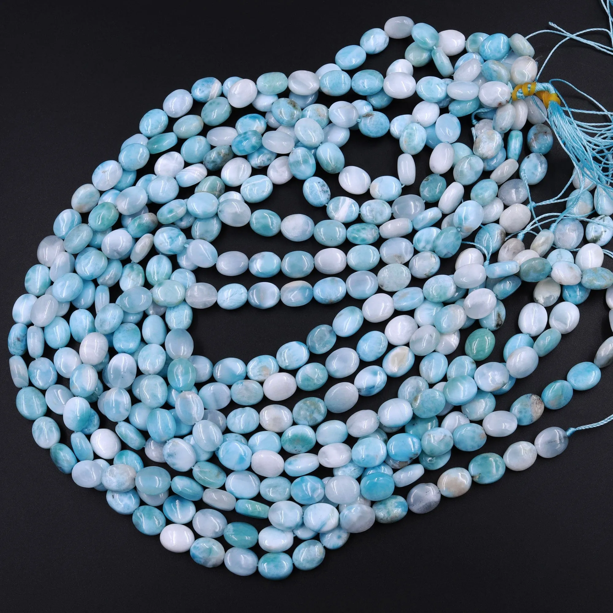 AA Natural Blue Larimar Oval Beads 10mm 12mm High Quality Genuine Blue Larimar Gemstone Good For Earrings 15.5" Strand