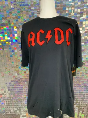 ACDC Distressed Bead Detail Graphic Tee - Black