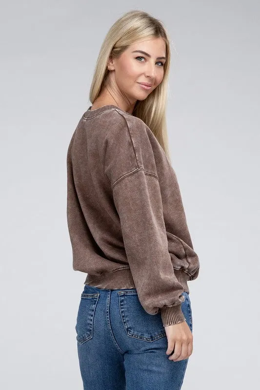 Acid Wash Fleece Oversized Pullover