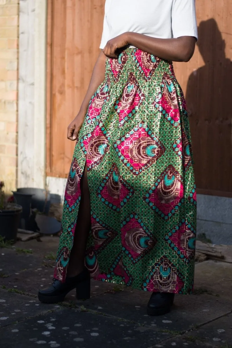 African Print Skirt in Purple Ankara Print - Festival Skirt