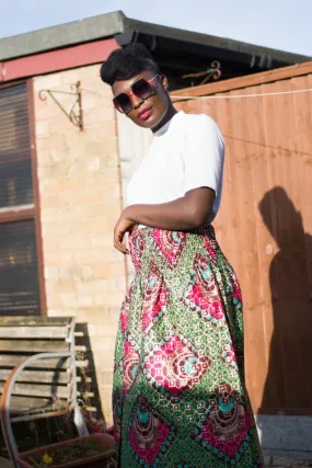 African Print Skirt in Purple Ankara Print - Festival Skirt