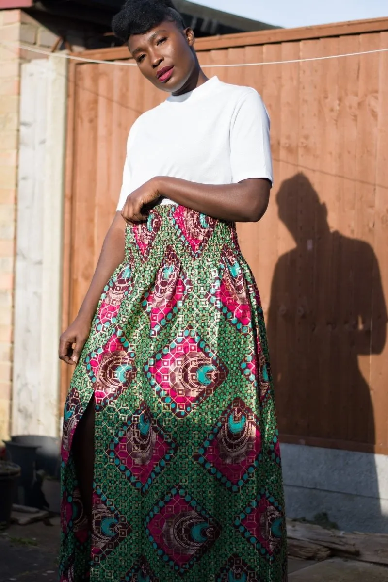 African Print Skirt in Purple Ankara Print - Festival Skirt