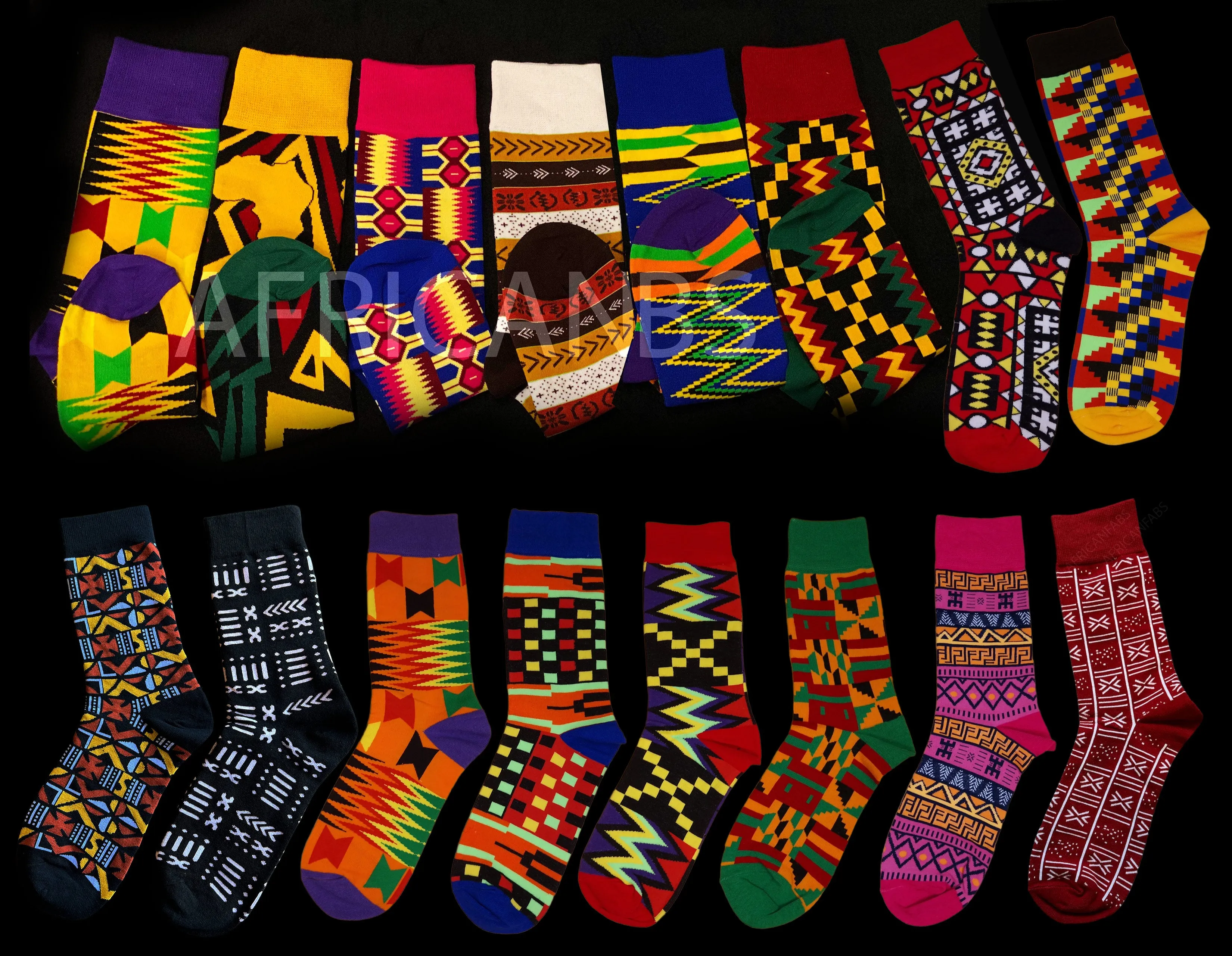 African socks / Afro socks / Kente socks - Orange