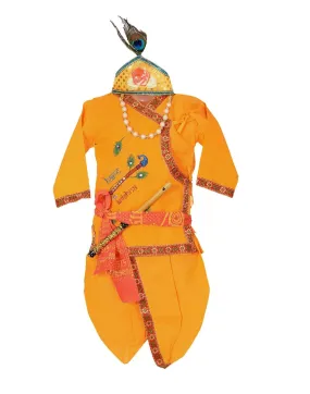 Ahhaaaa Cotton Stone Work Krishna Dress Handicraft Kurta with Dhoti Pant for Boys