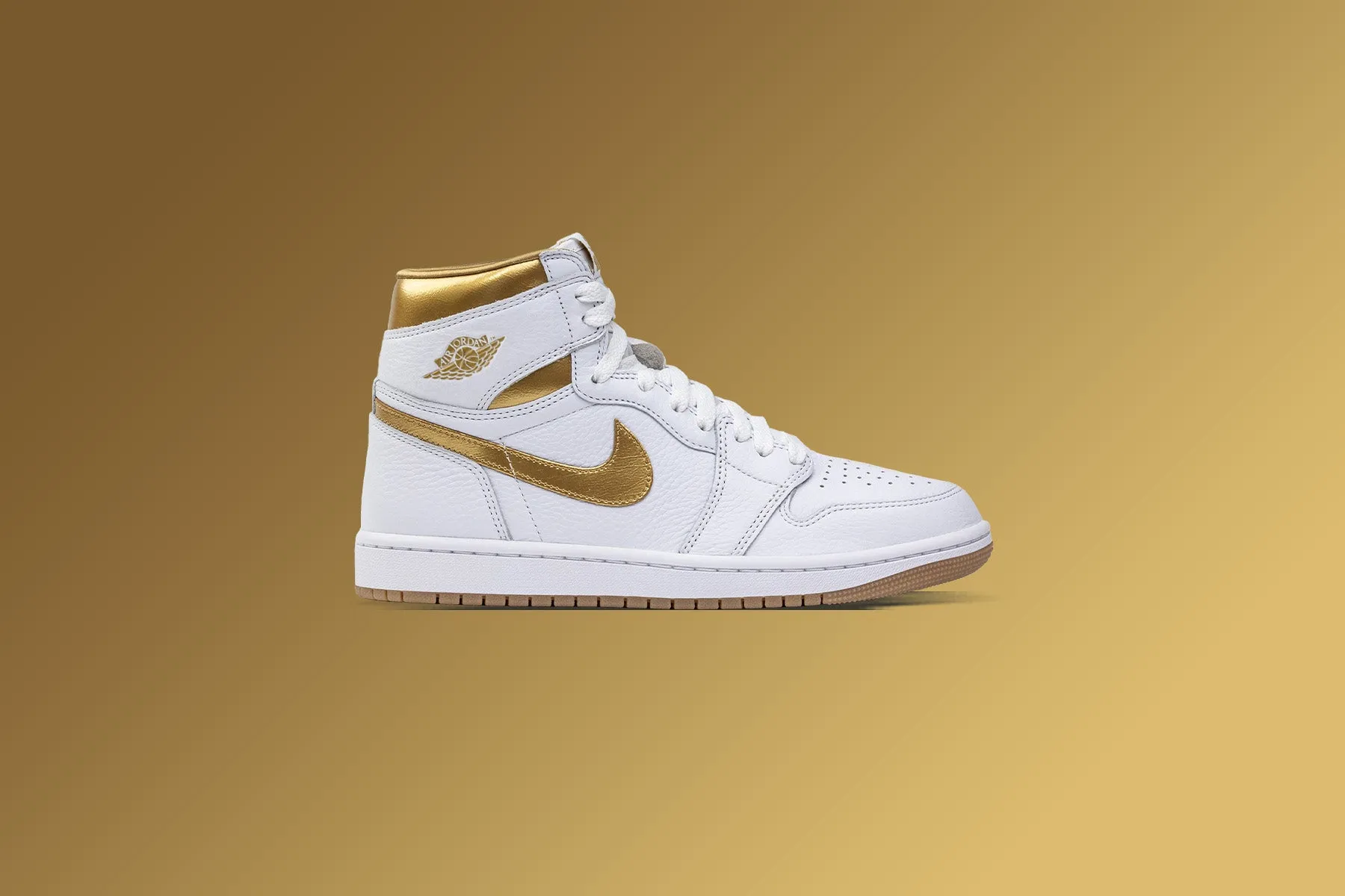 Air Jordan 1 Retro High OG Women's - White/Metallic Gold/Gum Light Brown