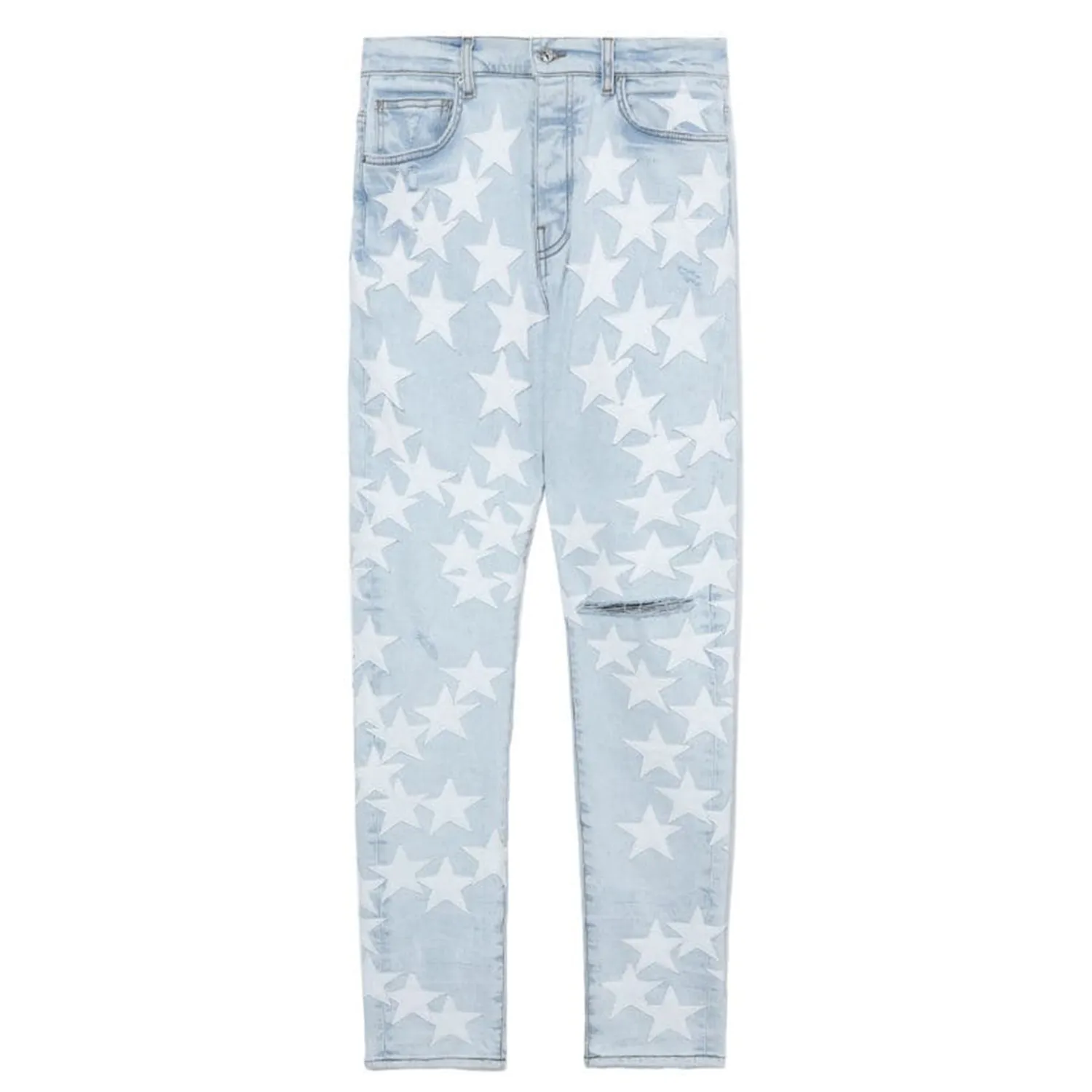 Amiri x Chemist Leather Star Skinny Jeans Light Indigo