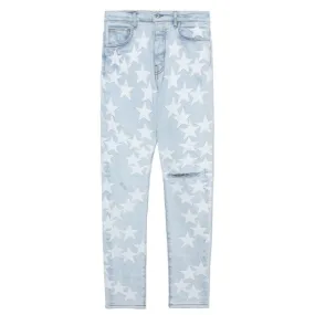 Amiri x Chemist Leather Star Skinny Jeans Light Indigo