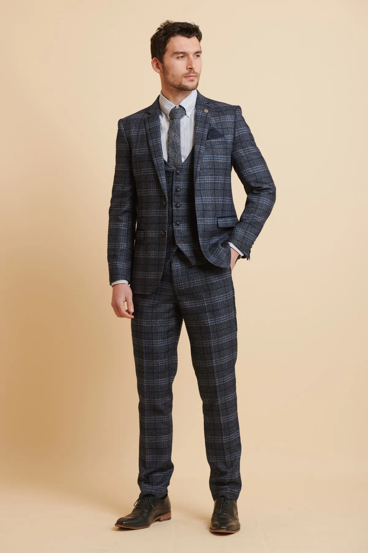 ANDY - Blue Check Three Piece Suit