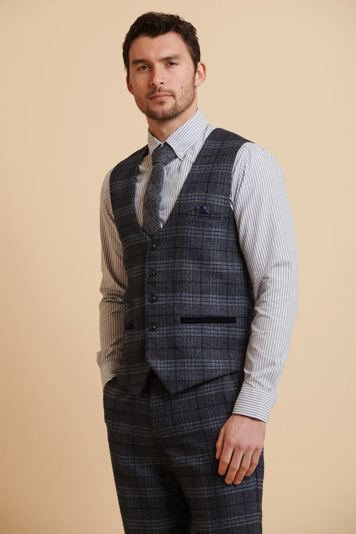 ANDY - Blue Check Three Piece Suit