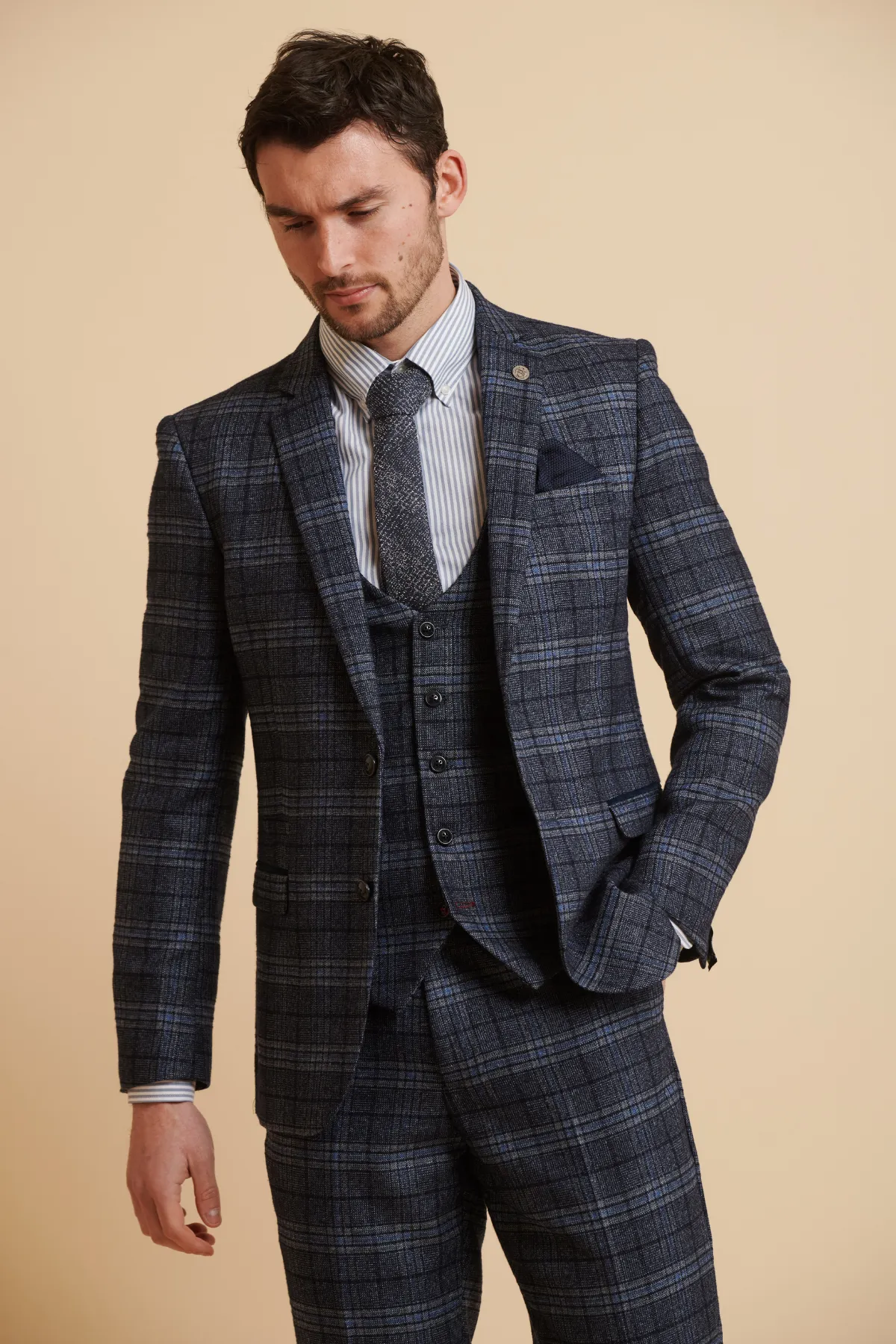 ANDY - Blue Check Three Piece Suit