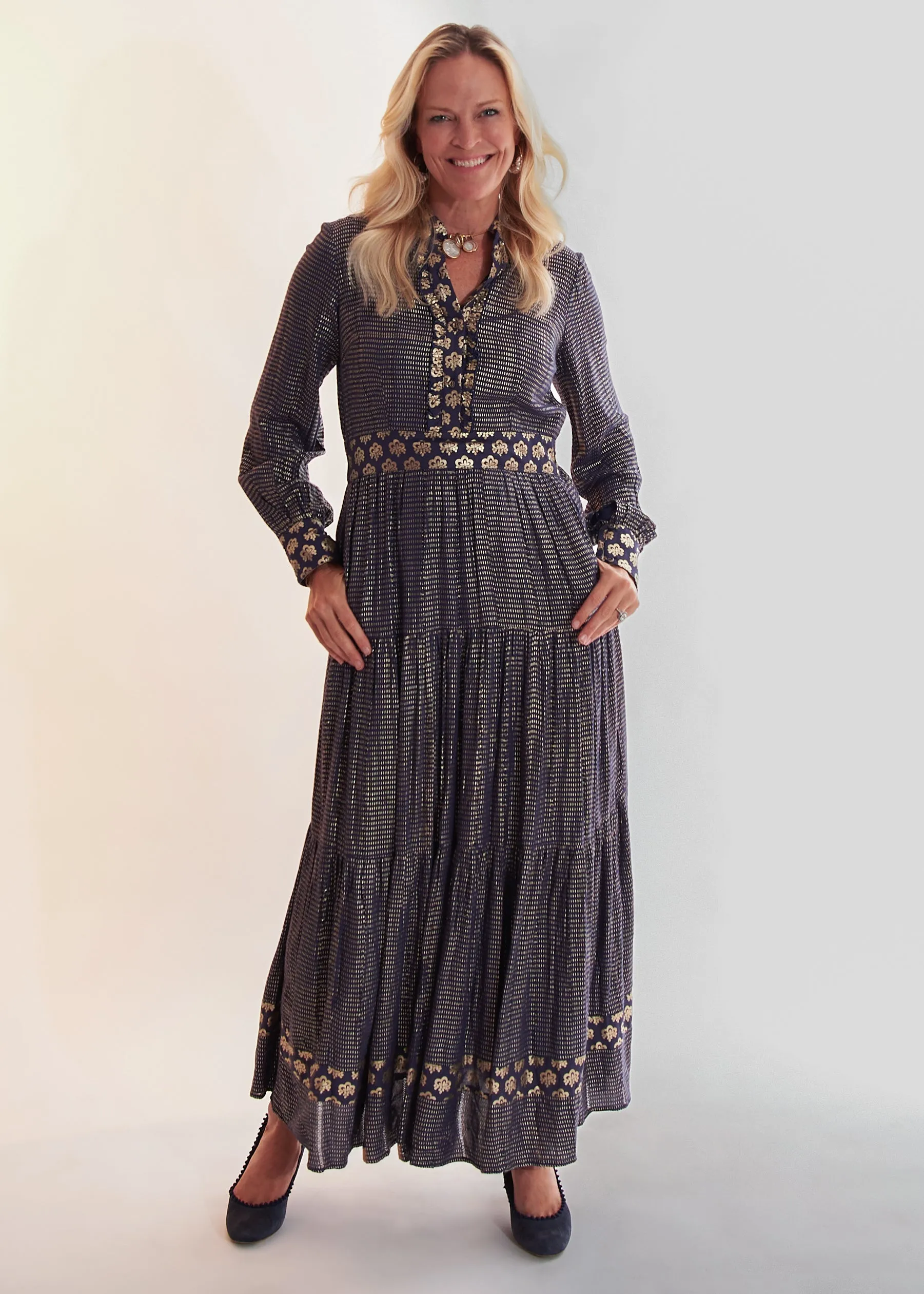 Annabelle Maxi - Navy Blue/Gold