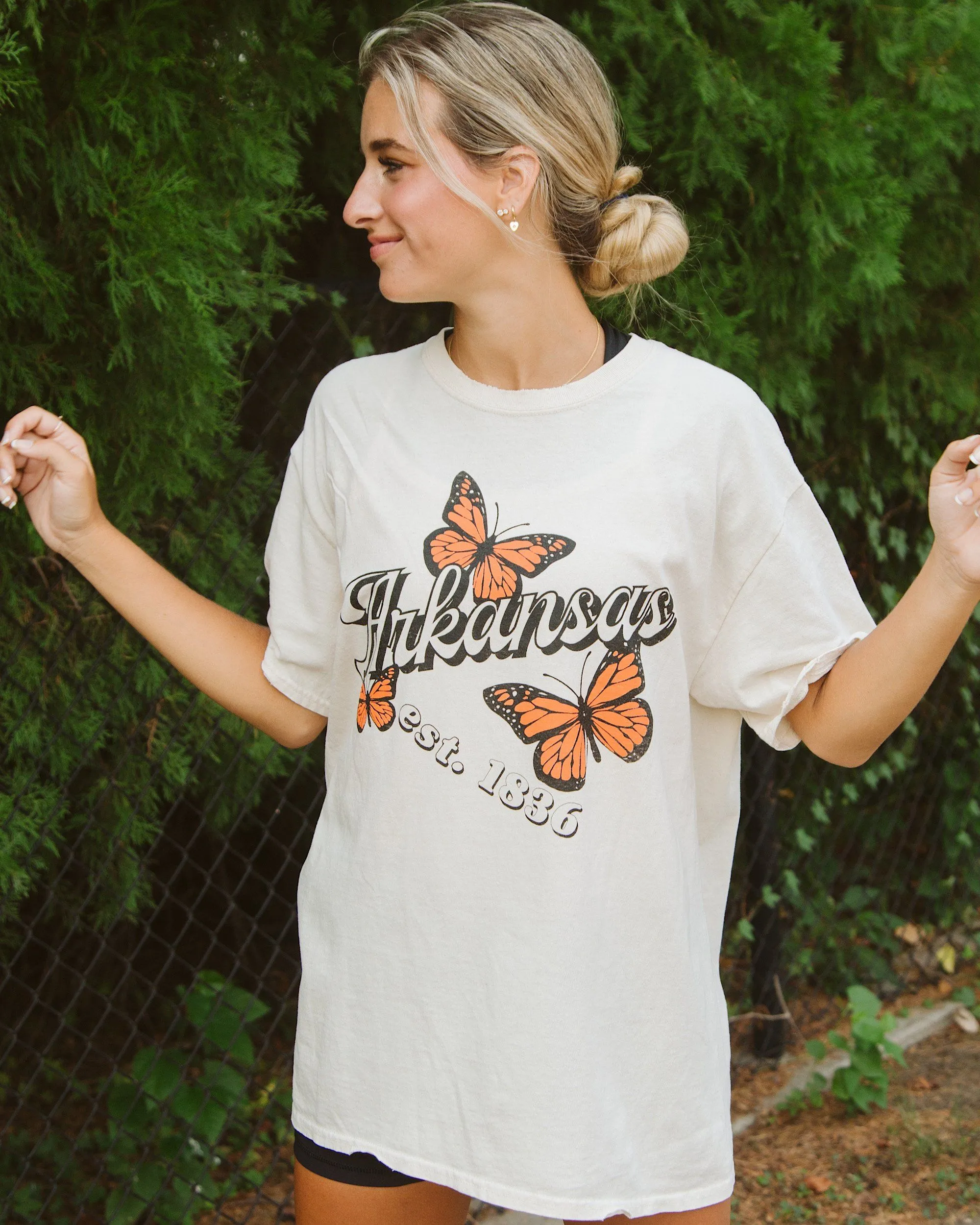 Arkansas Butterfly Off White Thrifted Tee