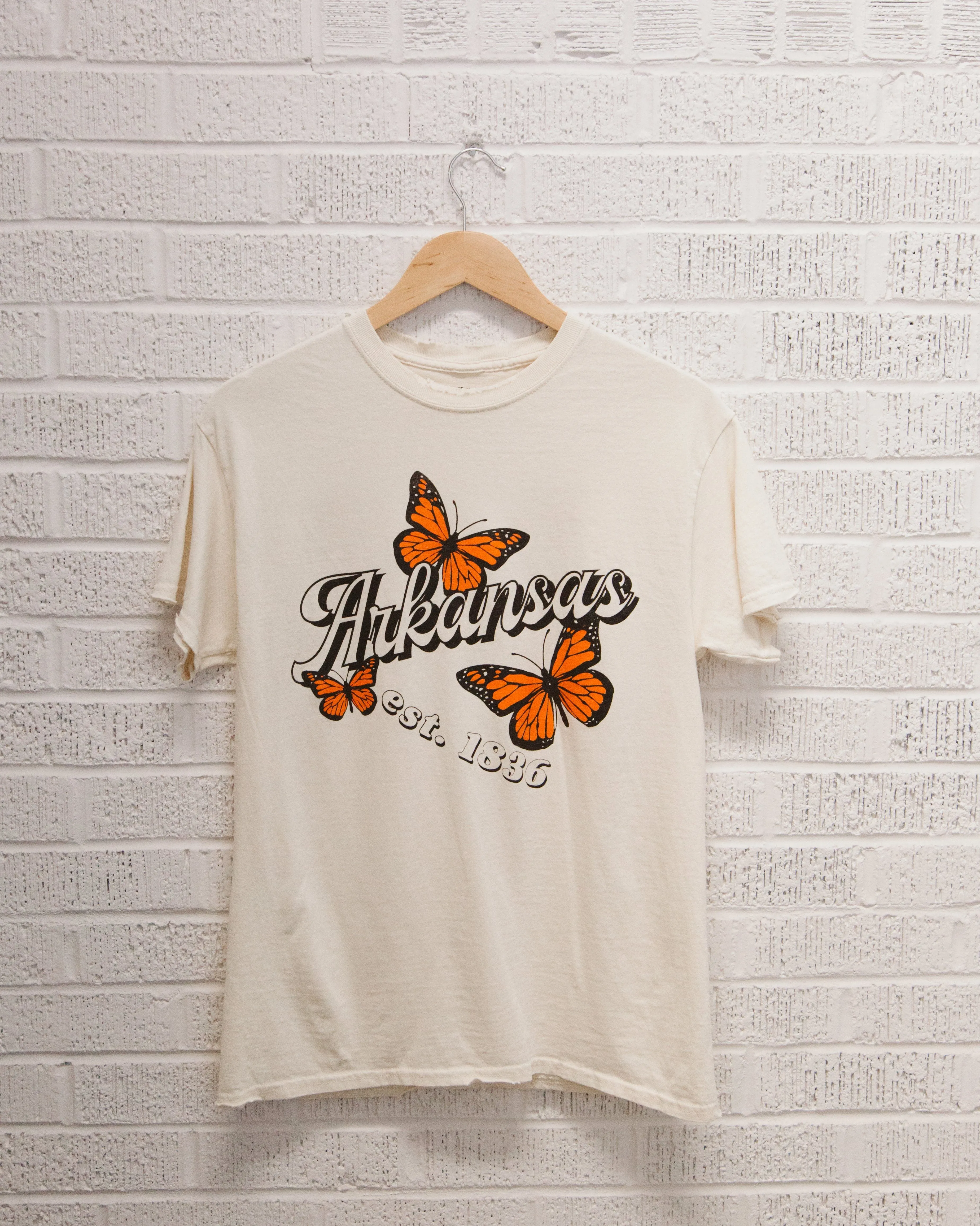 Arkansas Butterfly Off White Thrifted Tee