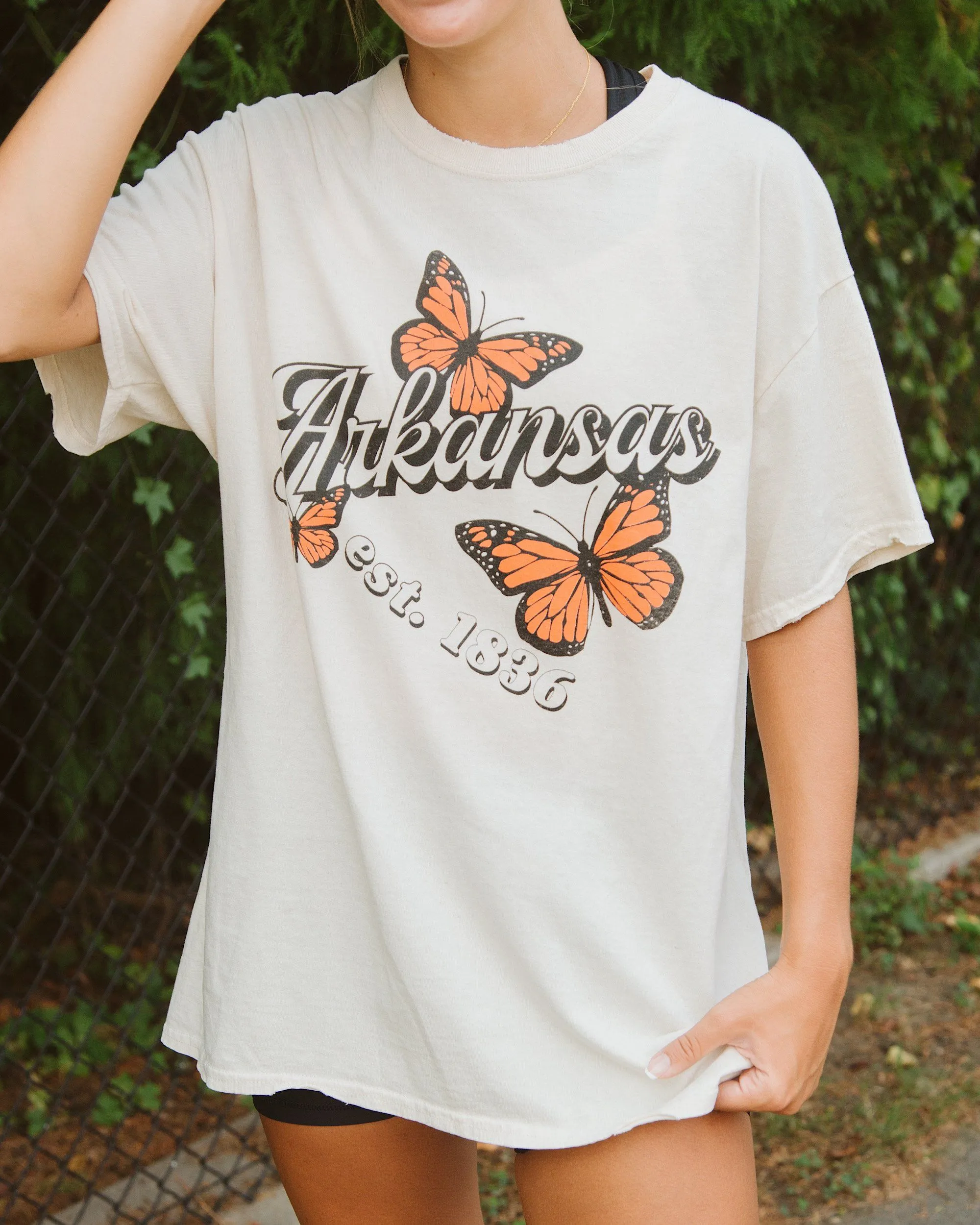 Arkansas Butterfly Off White Thrifted Tee