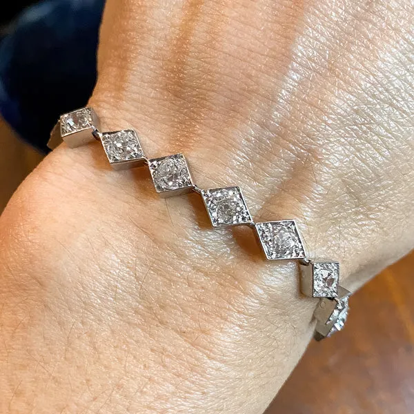 Art Deco Old Mine Cut Diamond Bracelet