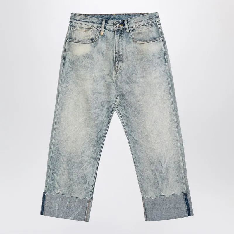 Ash Blue Vintage Jeans With Turn-Ups