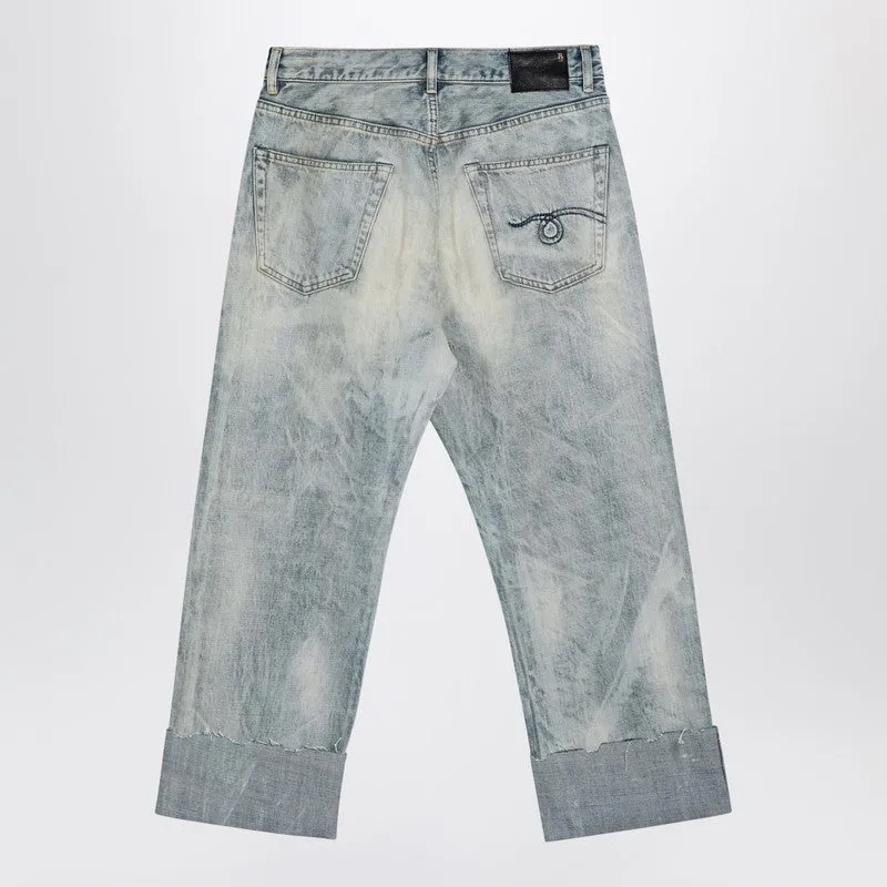 Ash Blue Vintage Jeans With Turn-Ups