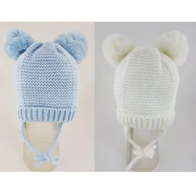 BABY DOUBLE POM WAFFLE HAT (PK12) (6-18 MONTHS) KIDS/6196