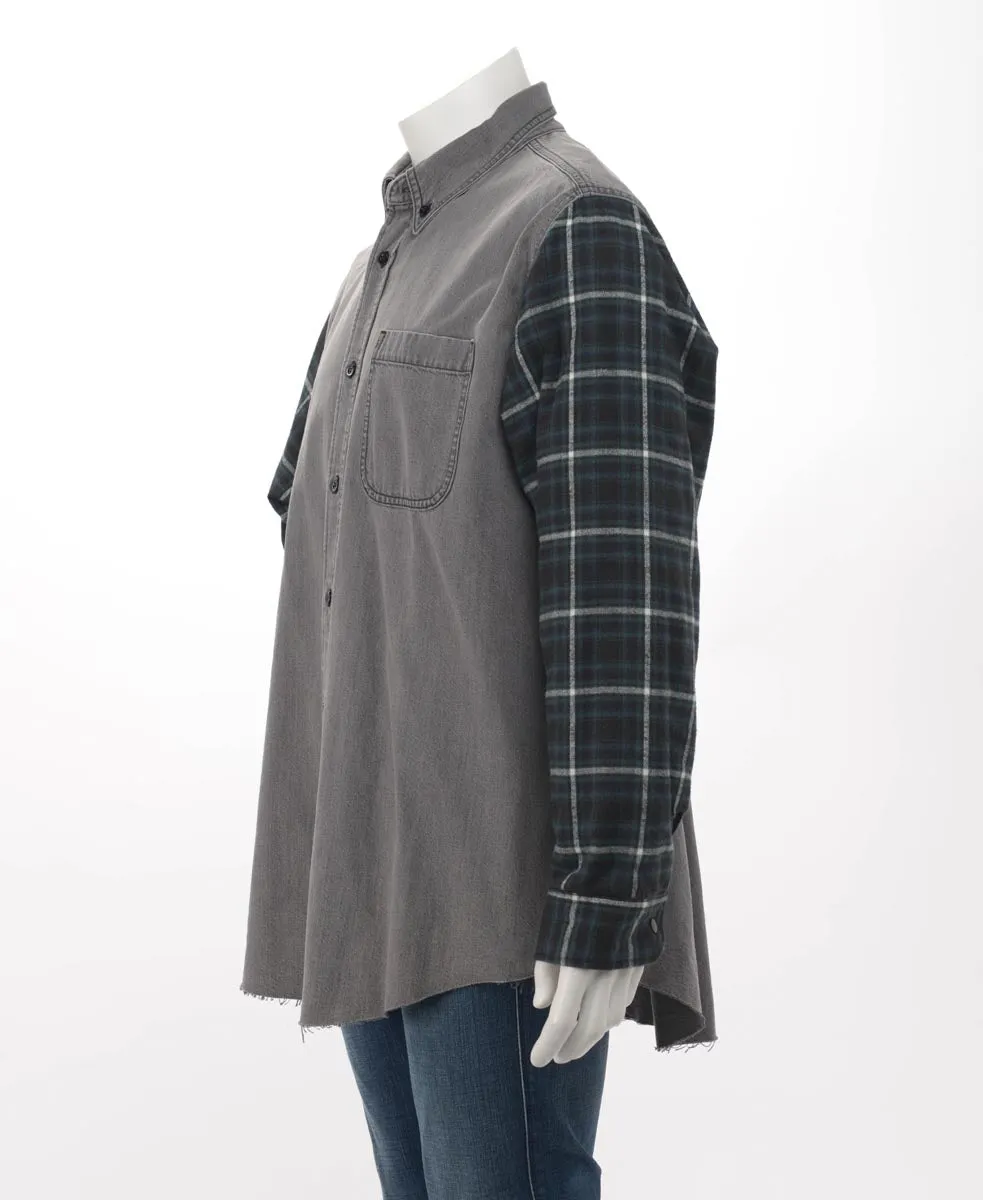 Balenciaga Green & Grey Cotton Check Twinset Shirt FR 38