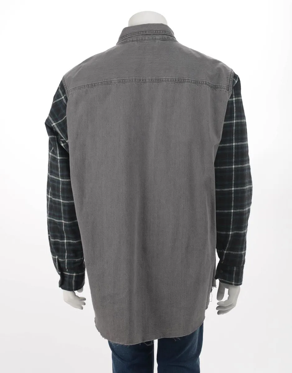 Balenciaga Green & Grey Cotton Check Twinset Shirt FR 38